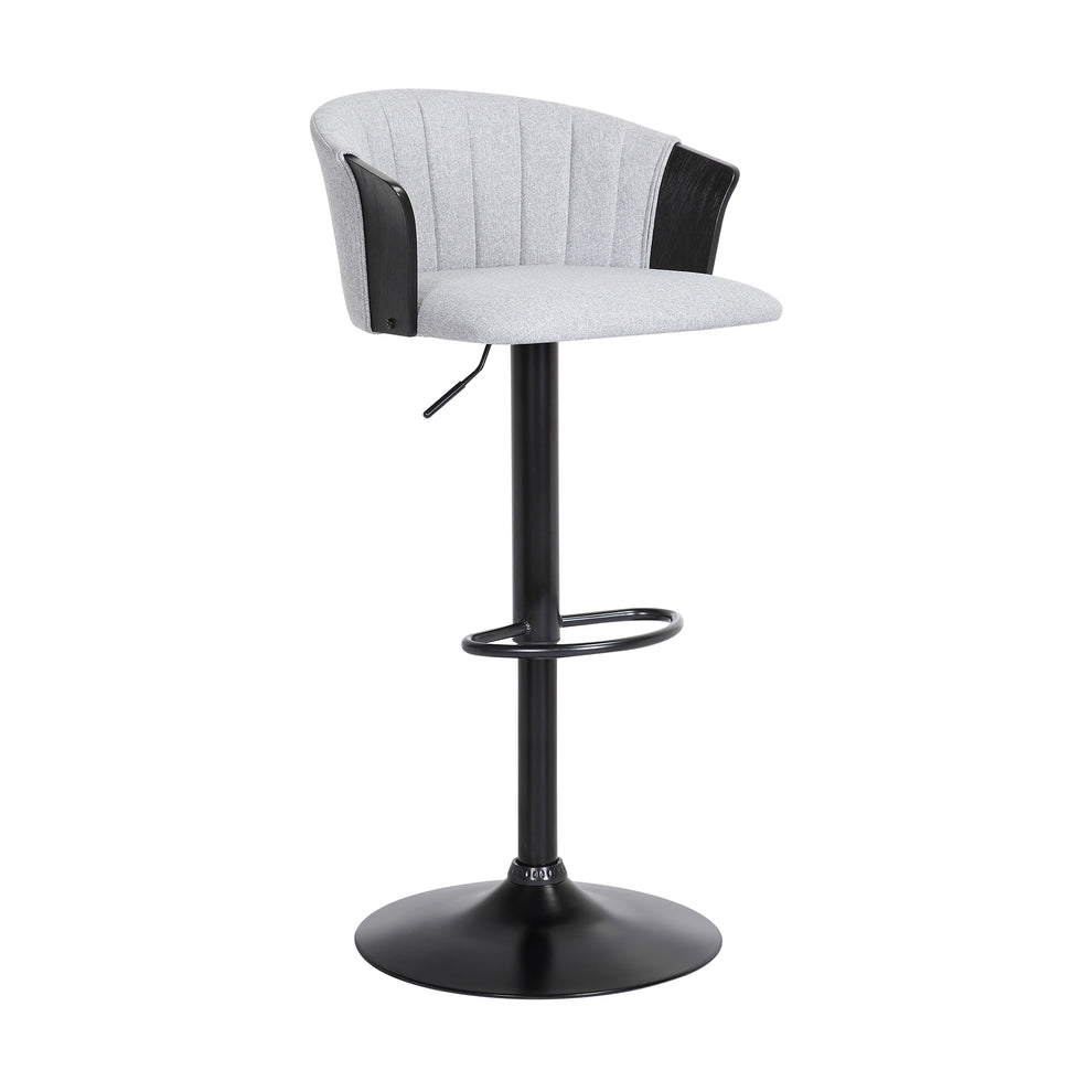 Lydia Adjustable Black Wood Bar Stool in Grey Faux Leather with Black Metal By Armen Living | Bar Stools | Modishstore - 12