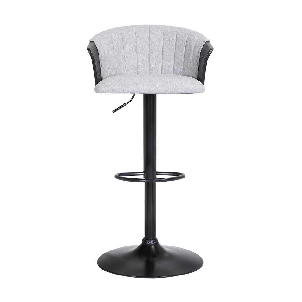 Lydia Adjustable Black Wood Bar Stool in Grey Faux Leather with Black Metal By Armen Living | Bar Stools | Modishstore - 13