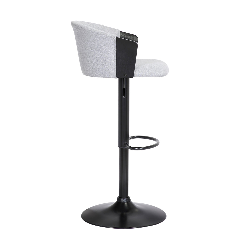 Lydia Adjustable Black Wood Bar Stool in Grey Faux Leather with Black Metal By Armen Living | Bar Stools | Modishstore - 14