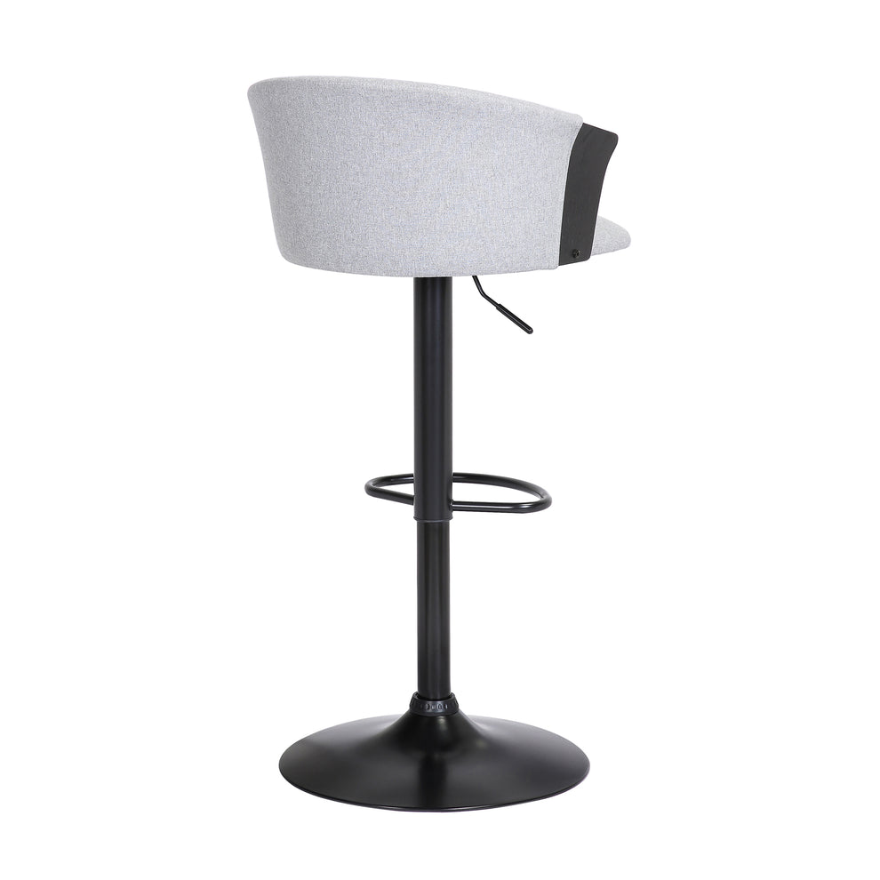 Lydia Adjustable Black Wood Bar Stool in Grey Faux Leather with Black Metal By Armen Living | Bar Stools | Modishstore - 15
