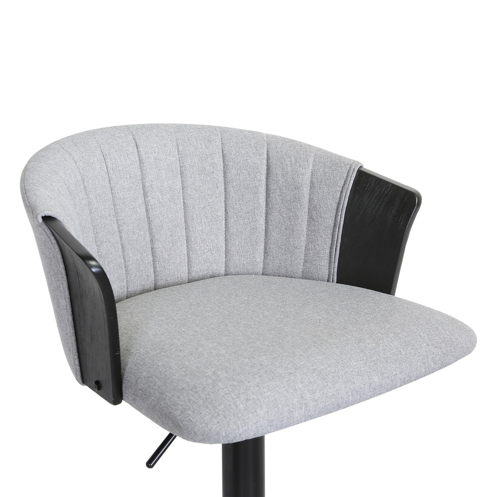 Lydia Adjustable Black Wood Bar Stool in Grey Faux Leather with Black Metal By Armen Living | Bar Stools | Modishstore - 17