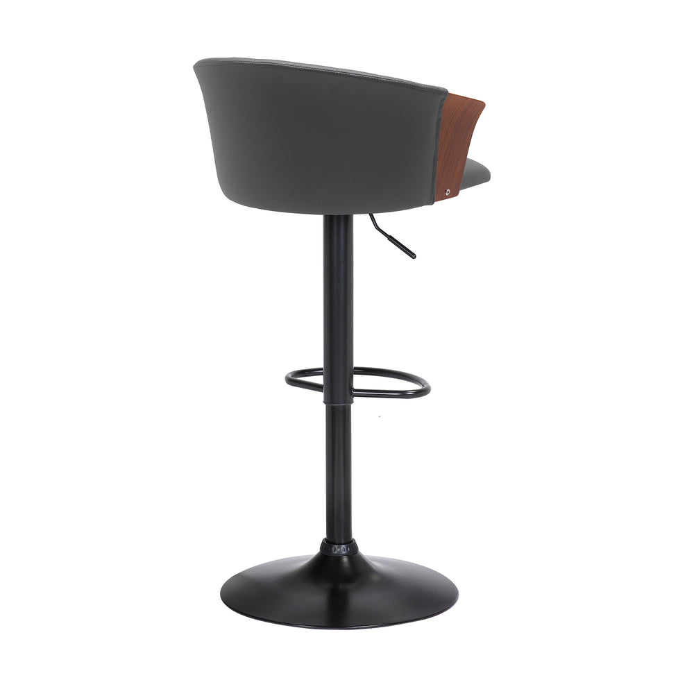 Lydia Adjustable Walnut Wood Bar Stool in Cream Faux Leather with Black Metal By Armen Living | Bar Stools | Modishstore - 12
