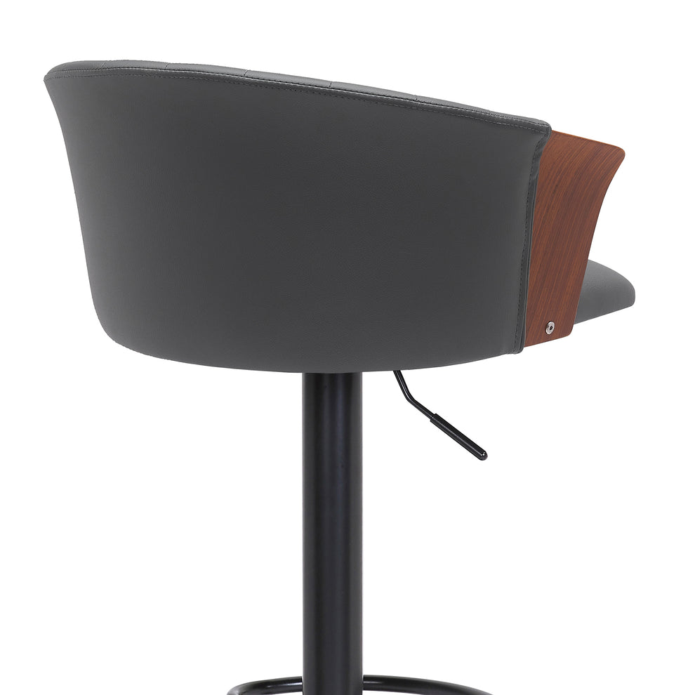 Lydia Adjustable Walnut Wood Bar Stool in Cream Faux Leather with Black Metal By Armen Living | Bar Stools | Modishstore - 13