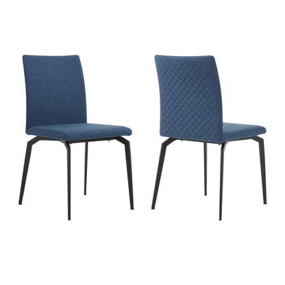 Lyon Blue Fabric and Metal Dining Room Chairs - Set of 2 By Armen Living | Dining Chairs | Modishstore