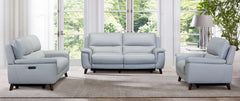 Lizette Contemporary Loveseat in Dark Brown Wood Finish and Dove Gray Genuine Leather By Armen Living