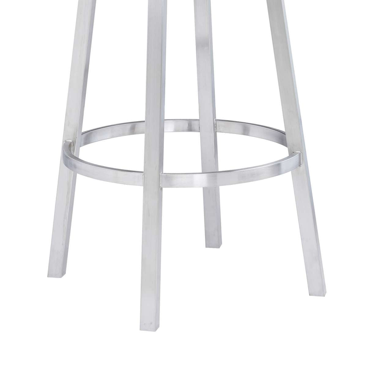 Madrid 30" Bar Height Swivel White Faux Leather and Brushed Stainless Steel Bar Stool By Armen Living | Bar Stools | Modishstore - 6