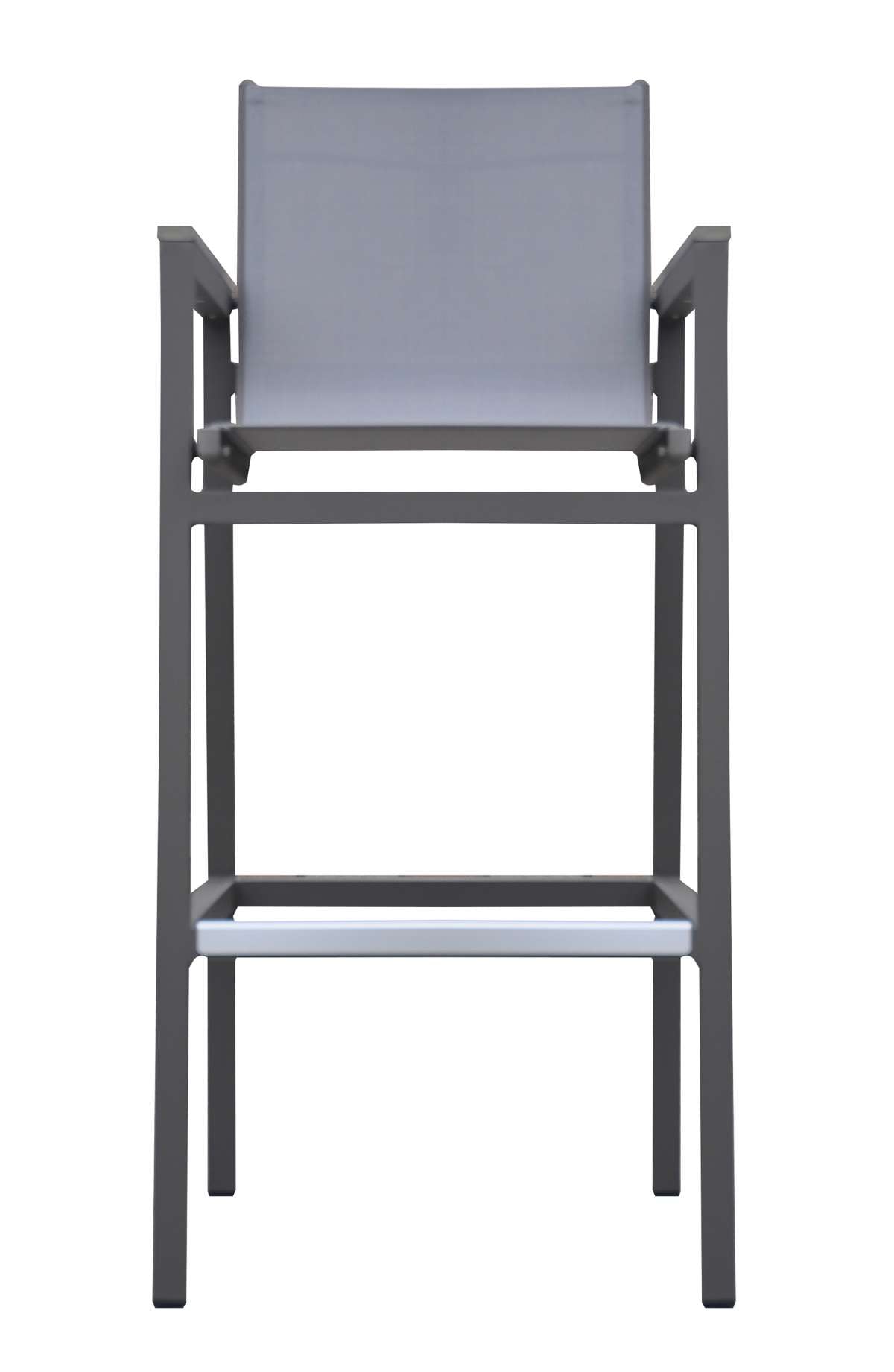 Marina Outdoor Patio Barstool in Grey Powder Coated Finish with Grey Sling Textilene and Grey Wood Accent Arms By Armen Living | Bar Stools |  Modishstore  - 3