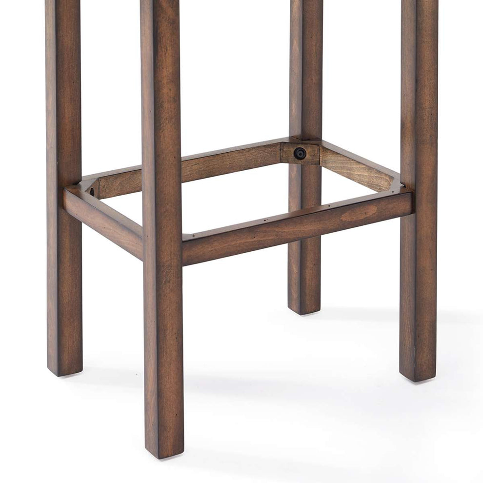 Tudor 26" Counter Height Wood Backless Barstool in Chestnut Finish and Kahlua Faux Leather By Armen Living | Bar Stools | Modishstore - 4