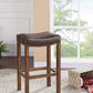 Tudor 26" Counter Height Wood Backless Barstool in Chestnut Finish and Kahlua Faux Leather By Armen Living | Bar Stools | Modishstore