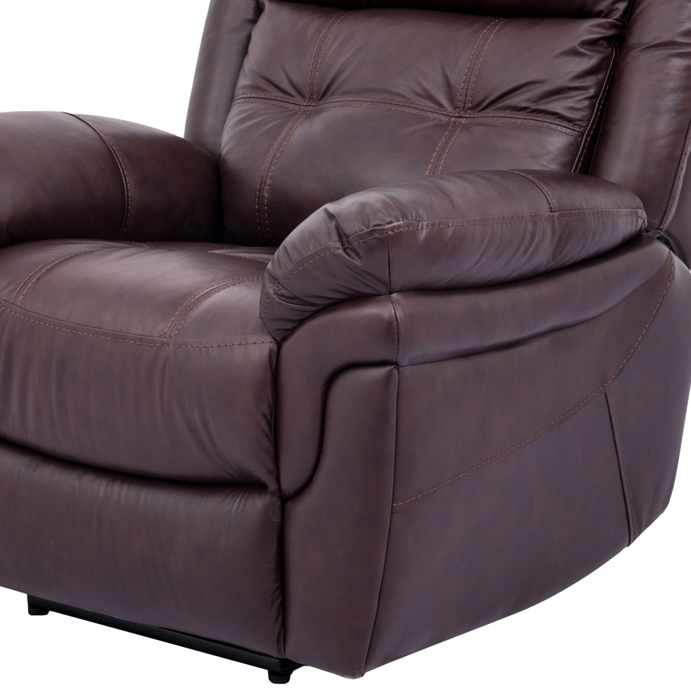 Marcel Manual Recliner Chair in Dark Brown Leather By Armen Living | Chairs & Recliners | Modishstore - 7