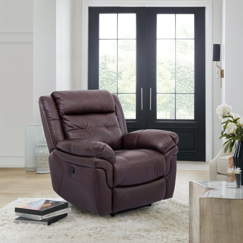 Marcel Manual Recliner Chair in Dark Brown Leather By Armen Living | Chairs & Recliners | Modishstore