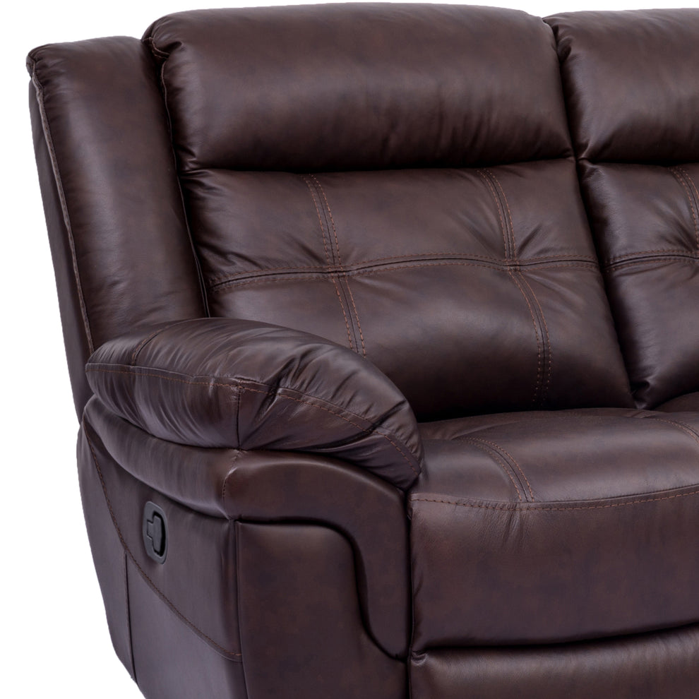 Marcel Manual Reclining Sofa in Dark Brown Leather By Armen Living | Sofas | Modishstore - 6