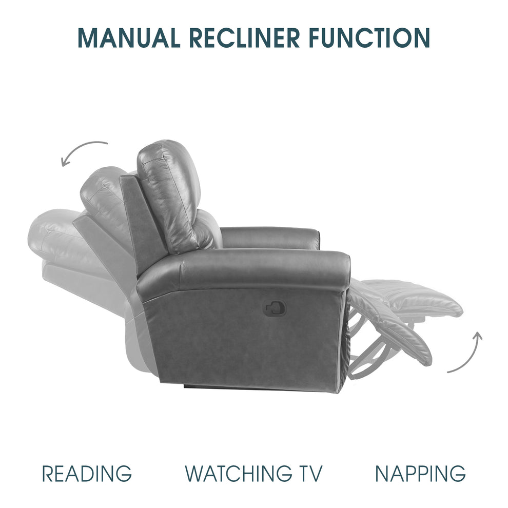 Marcel Manual Reclining Sofa in Dark Brown Leather By Armen Living | Sofas | Modishstore - 11