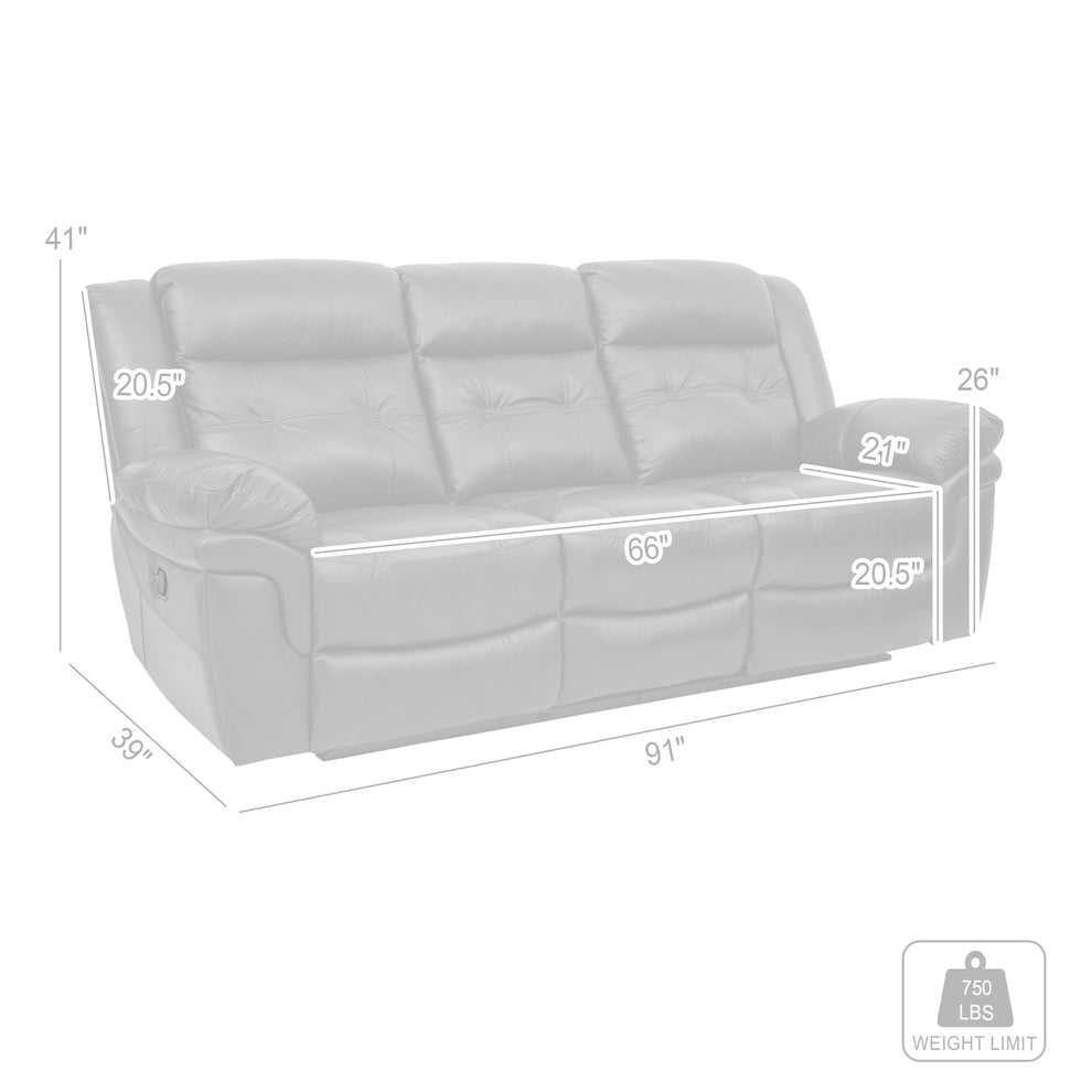 Marcel Manual Reclining Sofa in Dark Brown Leather By Armen Living | Sofas | Modishstore - 10