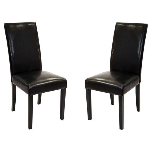 Black Bonded Leather Side Chair Md-014 - Set of 2 By Armen Living | Dining Chairs | Modishstore