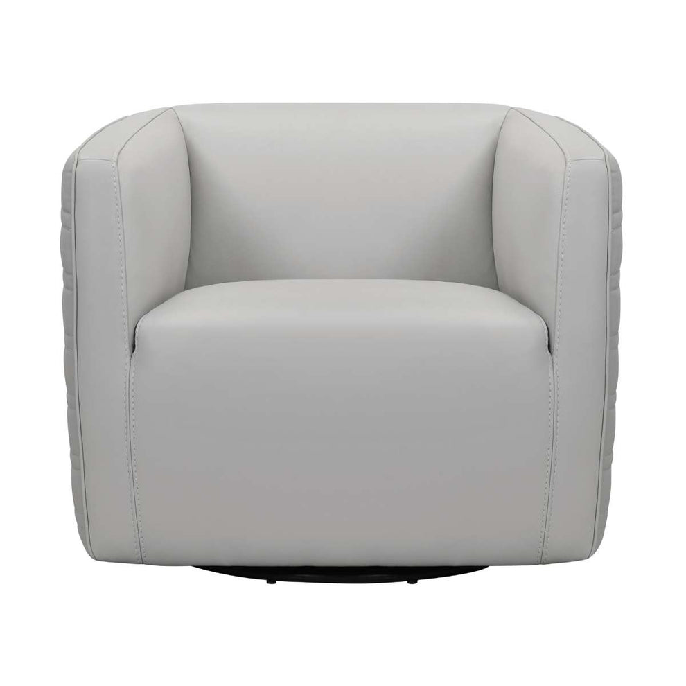 Melanie Swivel Dove Gray Genuine Leather Barrel Chair By Armen Living | Accent Chairs |  Modishstore  - 3