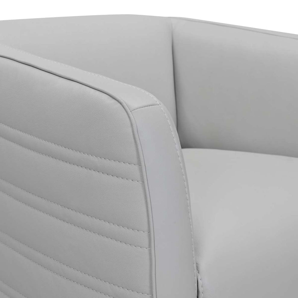 Melanie Swivel Dove Gray Genuine Leather Barrel Chair By Armen Living | Accent Chairs |  Modishstore  - 5