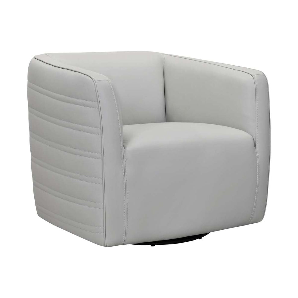 Melanie Swivel Dove Gray Genuine Leather Barrel Chair By Armen Living | Accent Chairs |  Modishstore  - 2