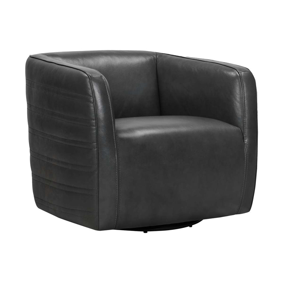 Melanie Swivel Dove Gray Genuine Leather Barrel Chair By Armen Living | Accent Chairs |  Modishstore  - 14