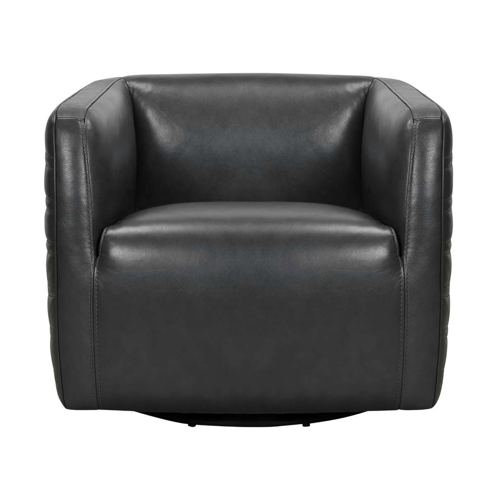 Melanie Swivel Dove Gray Genuine Leather Barrel Chair By Armen Living | Accent Chairs |  Modishstore  - 8