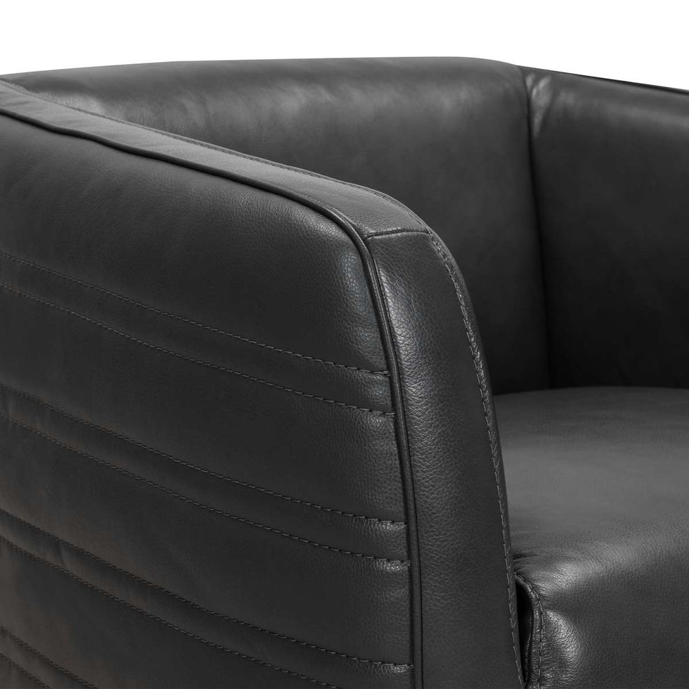 Melanie Swivel Dove Gray Genuine Leather Barrel Chair By Armen Living | Accent Chairs |  Modishstore  - 10