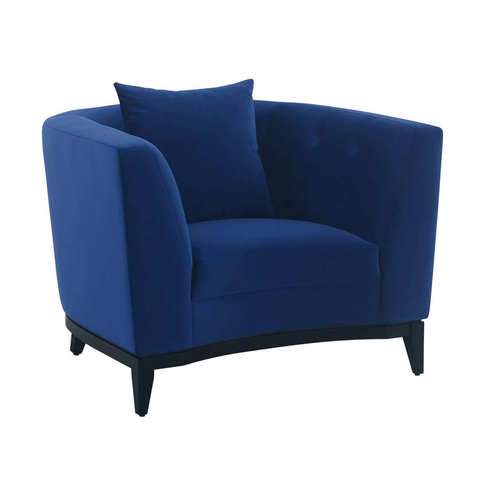 Melange Blue Velvet Upholstered Accent Chair with Black Wood Base By Armen Living | Sofas |  Modishstore  - 2