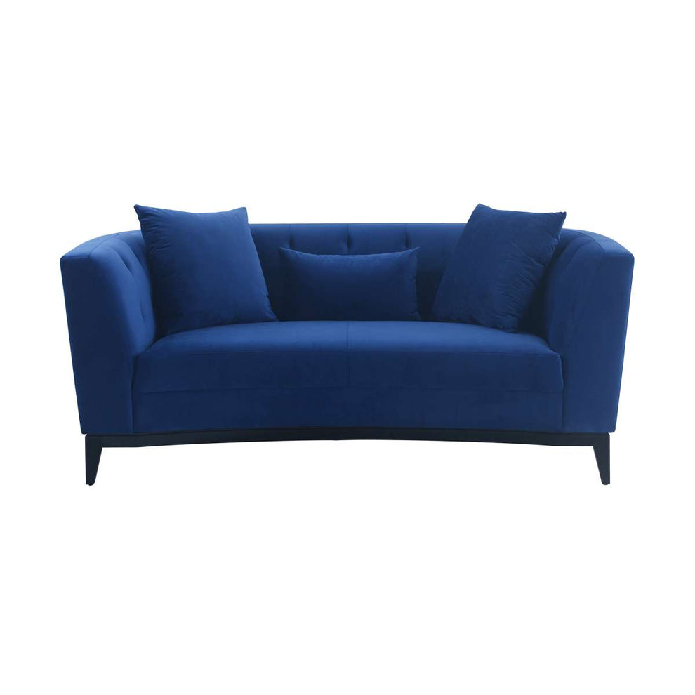 Melange Blue Velvet Upholstered Loveseat with Black Wood Base By Armen Living | Loveseats |  Modishstore  - 2