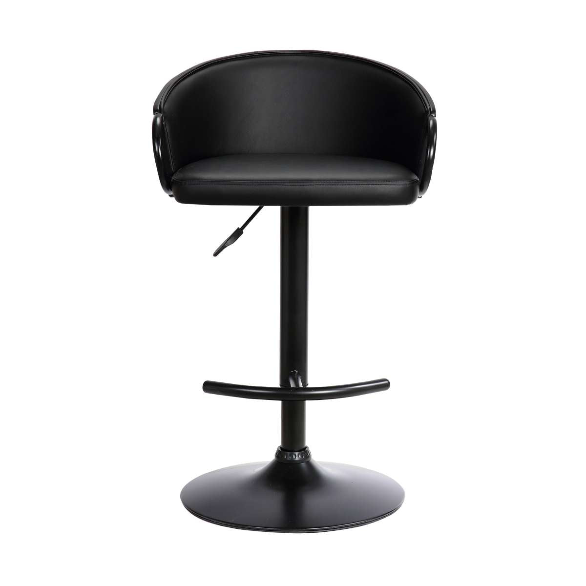 Montego Adjustable Black Faux Leather Swivel Barstool in Black Powder Coated Finish By Armen Living | Bar Stools | Modishstore - 2