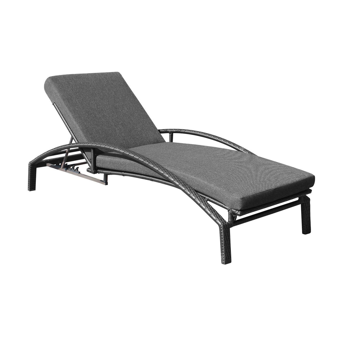 Mahana Adjustable Patio Outdoor Chaise Lounge Chair in Black Wicker with Charcoal Cushions By Armen Living | Outdoor Chaise Lounges | Modishstore - 2