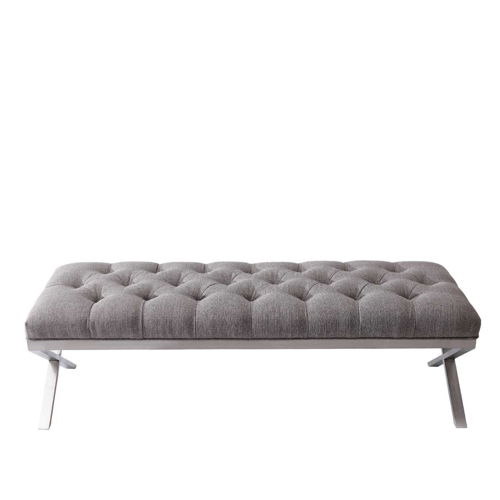 Milo Bench in Brushed Stainless Steel finish with Gray Fabric By Armen Living | Benches | Modishstore - 3