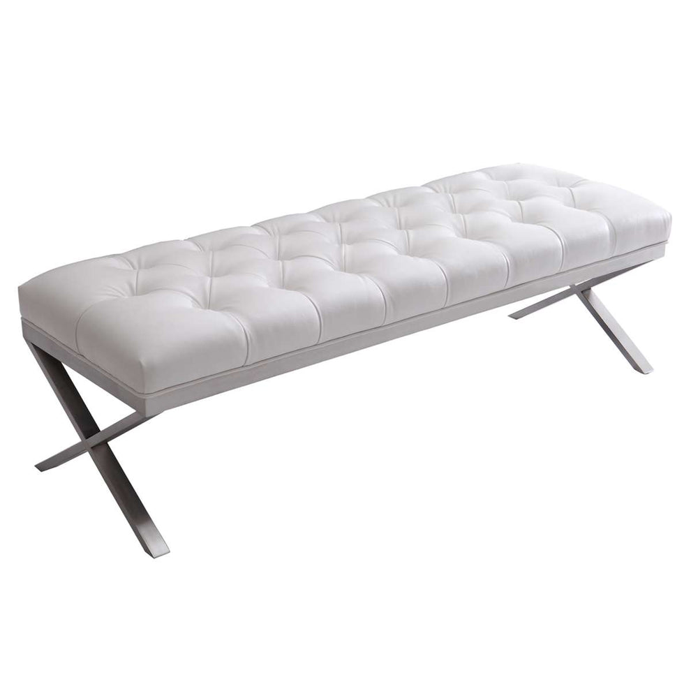 Milo Bench in Brushed Stainless Steel finish with Gray Fabric By Armen Living | Benches | Modishstore - 6