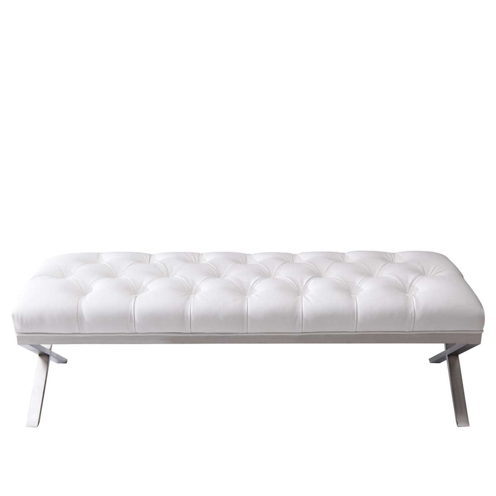 Milo Bench in Brushed Stainless Steel finish with Gray Fabric By Armen Living | Benches | Modishstore - 7