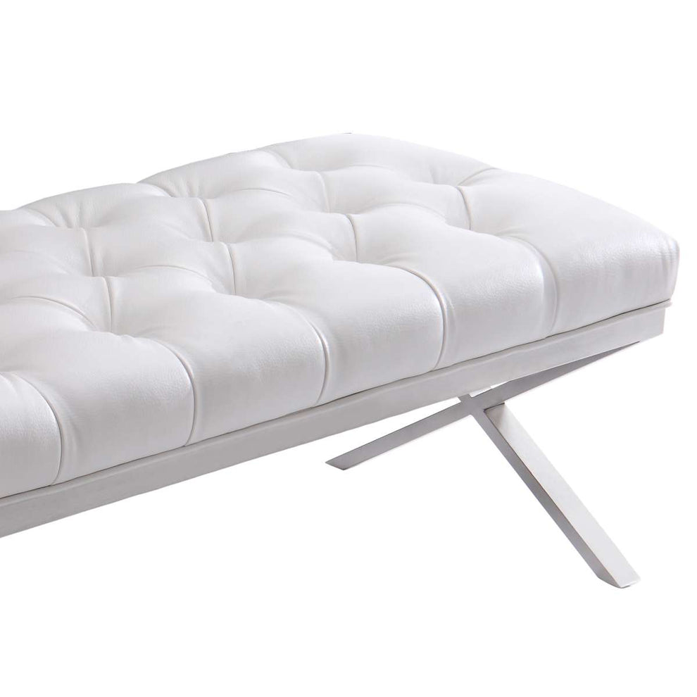 Milo Bench in Brushed Stainless Steel finish with Gray Fabric By Armen Living | Benches | Modishstore - 8