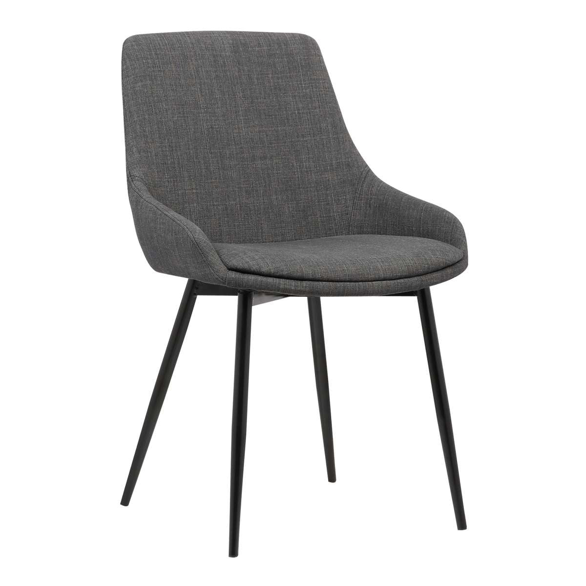Mia Contemporary Dining Chair in Charcoal Fabric with Black Powder Coated Metal Legs By Armen Living | Dining Chairs | Modishstore