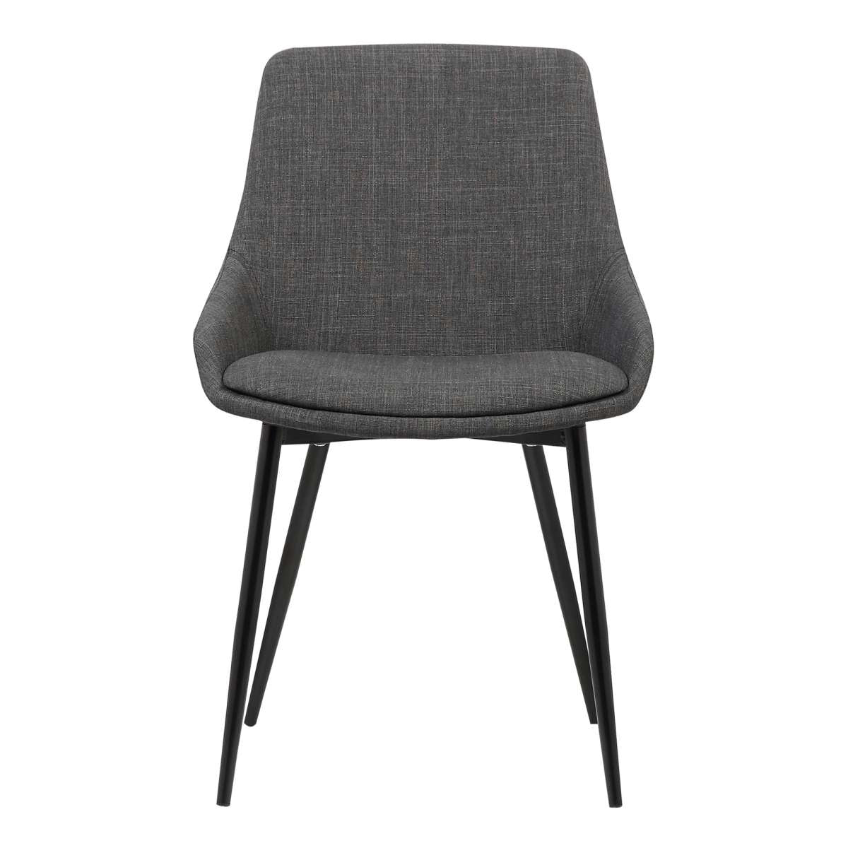 Mia Contemporary Dining Chair in Charcoal Fabric with Black Powder Coated Metal Legs By Armen Living | Dining Chairs | Modishstore - 2