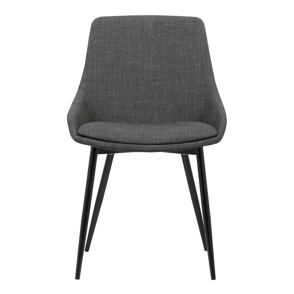 Mia Contemporary Dining Chair in Charcoal Fabric with Black Powder Coated Metal Legs By Armen Living | Dining Chairs | Modishstore - 2