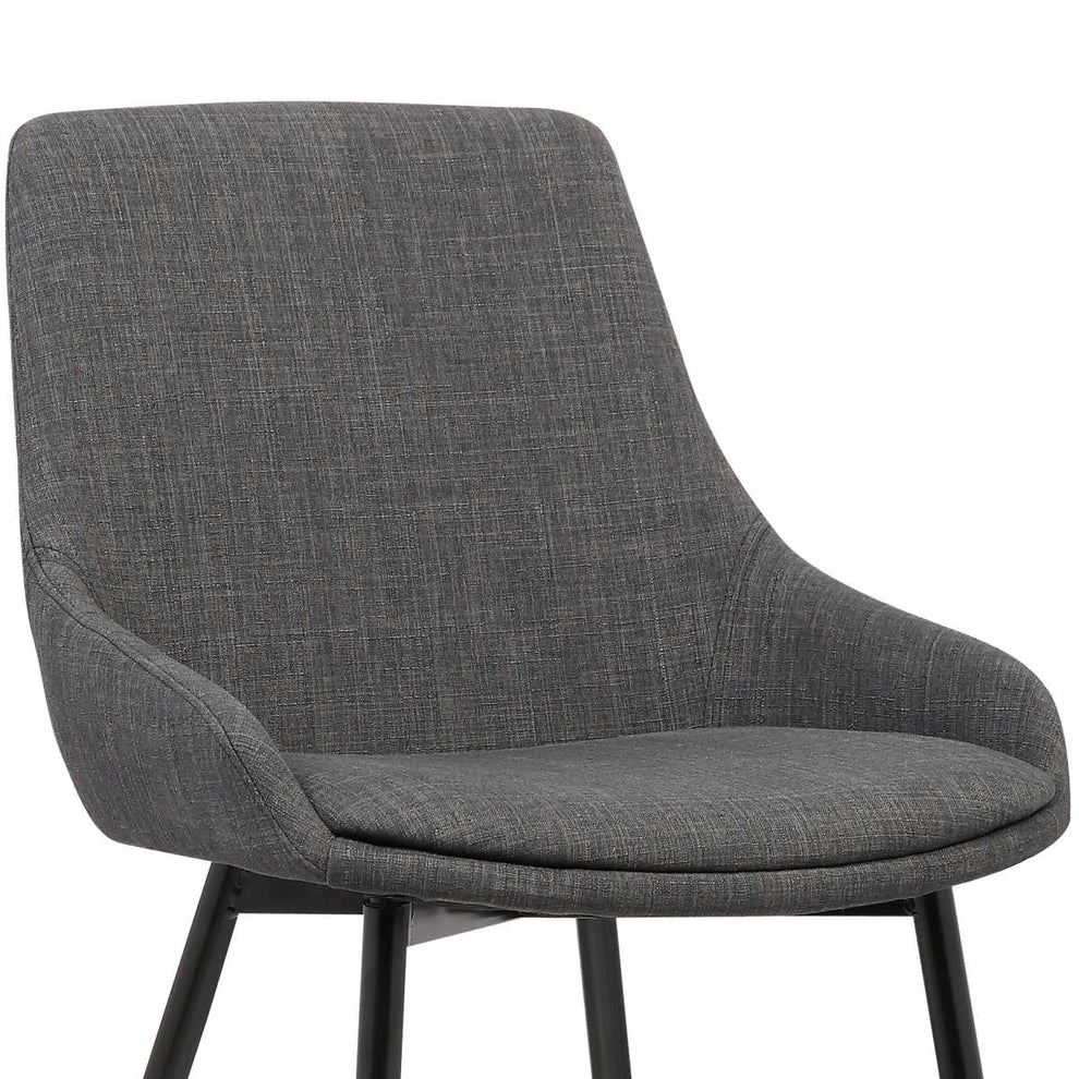 Mia Contemporary Dining Chair in Charcoal Fabric with Black Powder Coated Metal Legs By Armen Living | Dining Chairs | Modishstore - 4