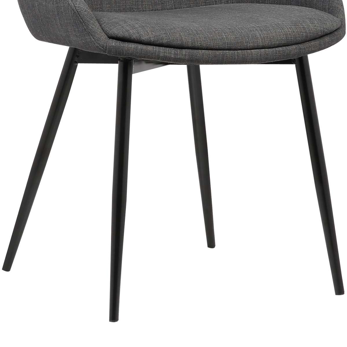 Mia Contemporary Dining Chair in Charcoal Fabric with Black Powder Coated Metal Legs By Armen Living | Dining Chairs | Modishstore - 6