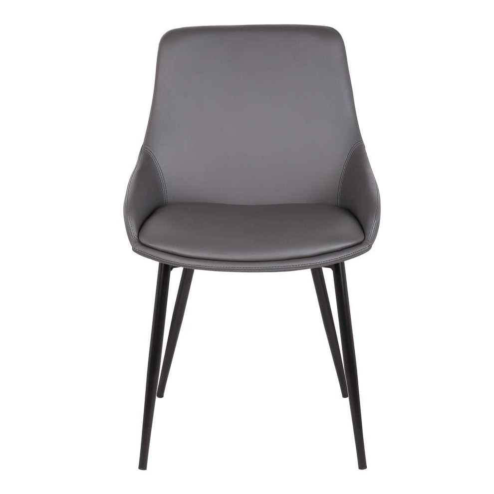 Mia Contemporary Dining Chair in Gray Faux Leather with Black Powder Coated Metal Legs By Armen Living | Dining Chairs | Modishstore - 2