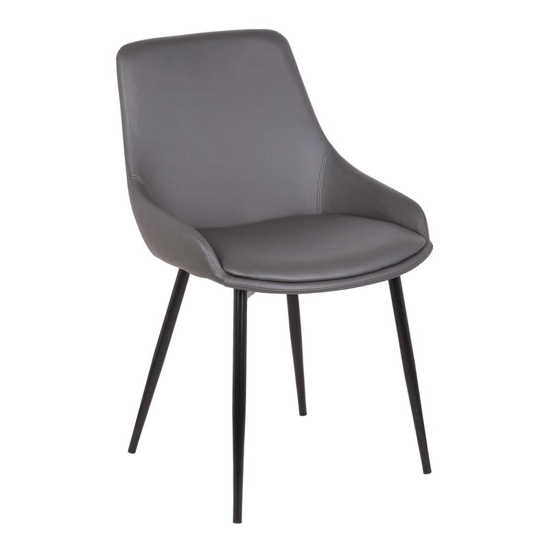 Mia Contemporary Dining Chair in Gray Faux Leather with Black Powder Coated Metal Legs By Armen Living | Dining Chairs | Modishstore
