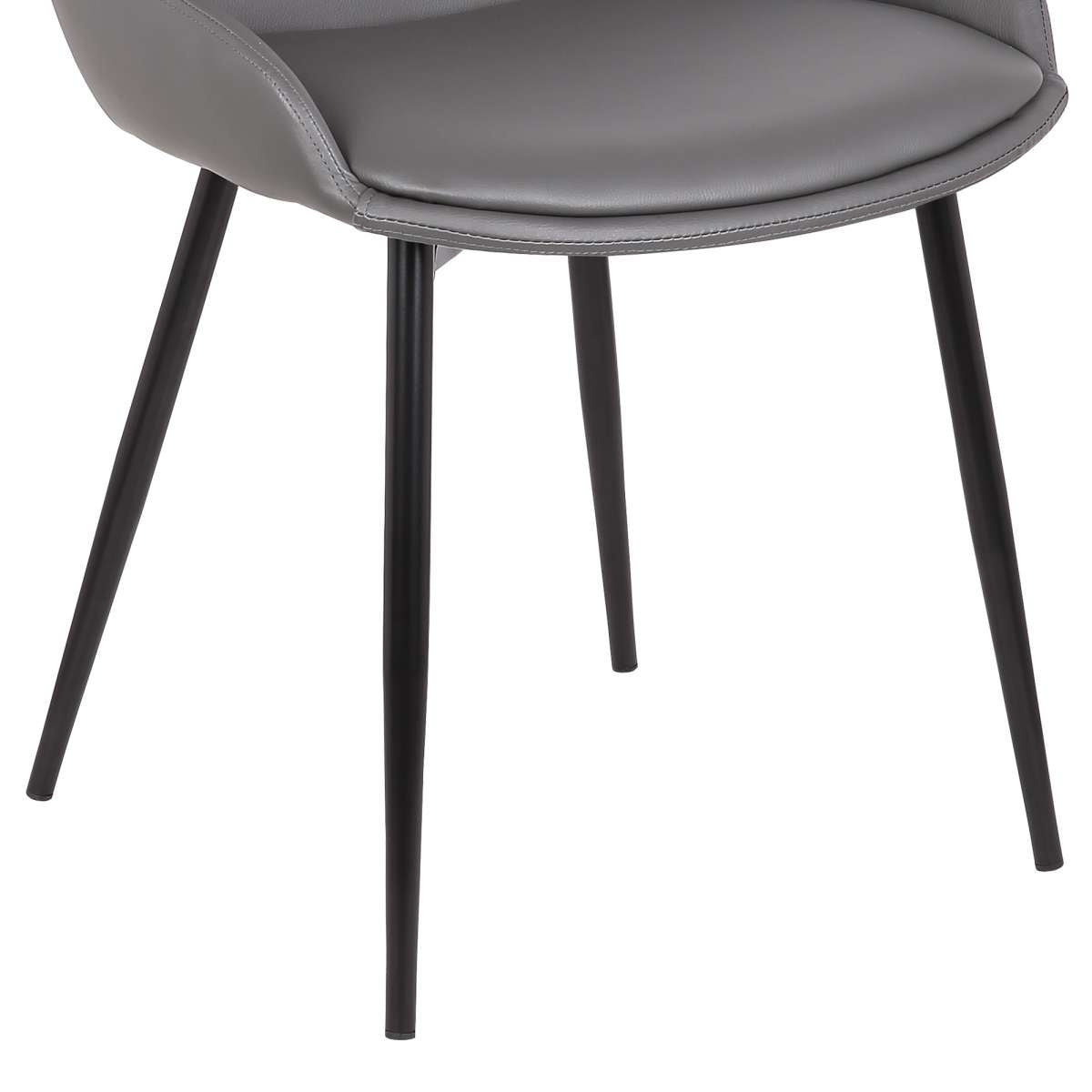 Mia Contemporary Dining Chair in Gray Faux Leather with Black Powder Coated Metal Legs By Armen Living | Dining Chairs | Modishstore - 5