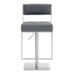 Michele Swivel Adjustable Height Grey Faux Leather and Brushed Stainless Steel Bar Stool By Armen Living | Bar Stools | Modishstore - 3