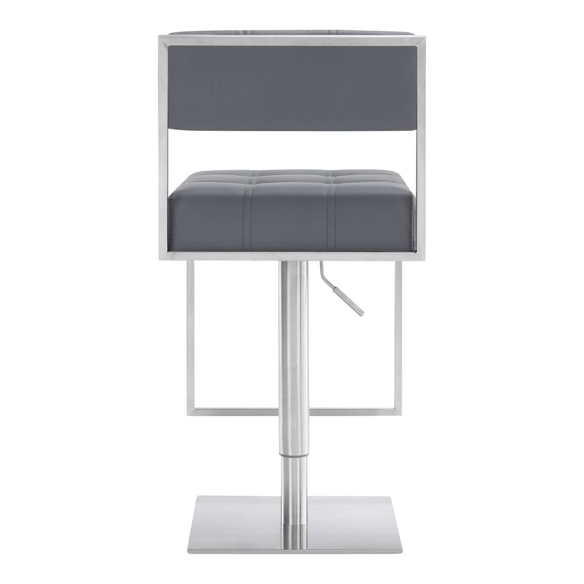Michele Swivel Adjustable Height Grey Faux Leather and Brushed Stainless Steel Bar Stool By Armen Living | Bar Stools | Modishstore - 4