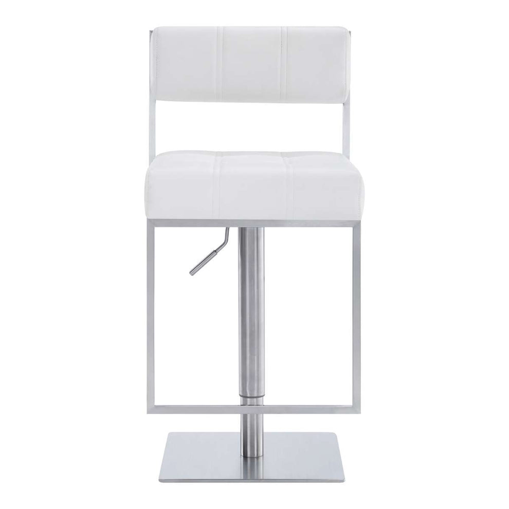 Michele Swivel Adjustable Height Grey Faux Leather and Brushed Stainless Steel Bar Stool By Armen Living | Bar Stools | Modishstore - 10