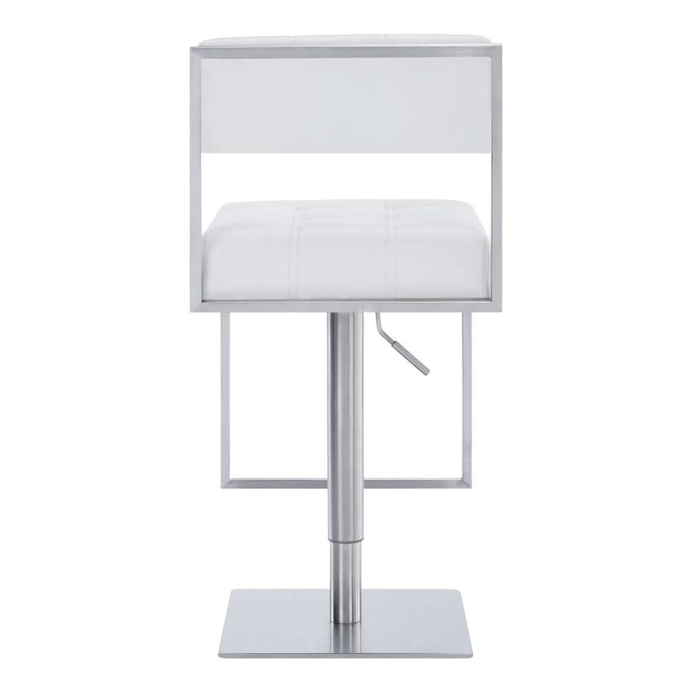 Michele Swivel Adjustable Height Grey Faux Leather and Brushed Stainless Steel Bar Stool By Armen Living | Bar Stools | Modishstore - 11
