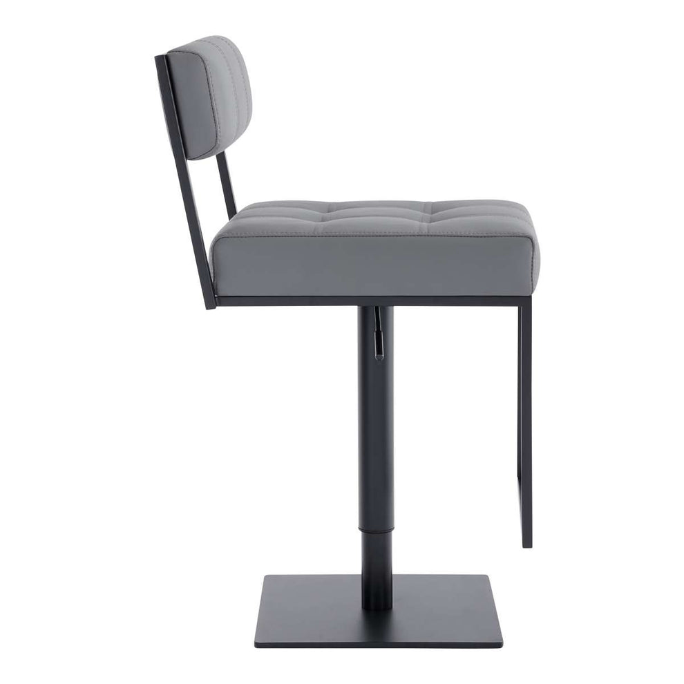 Michele Swivel Adjustable Height Grey Faux Leather and Black Metal Bar Stool By Armen Living | Bar Stools | Modishstore - 3