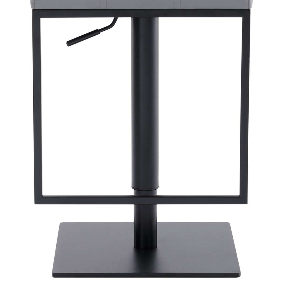 Michele Swivel Adjustable Height Grey Faux Leather and Black Metal Bar Stool By Armen Living | Bar Stools | Modishstore - 5