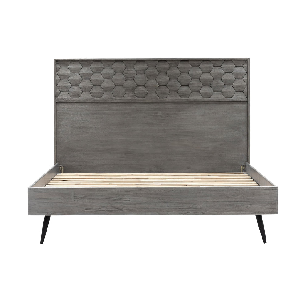 Makena King Platform Frame Bed in Grey Acacia Wood By Armen Living | Beds | Modishstore - 2
