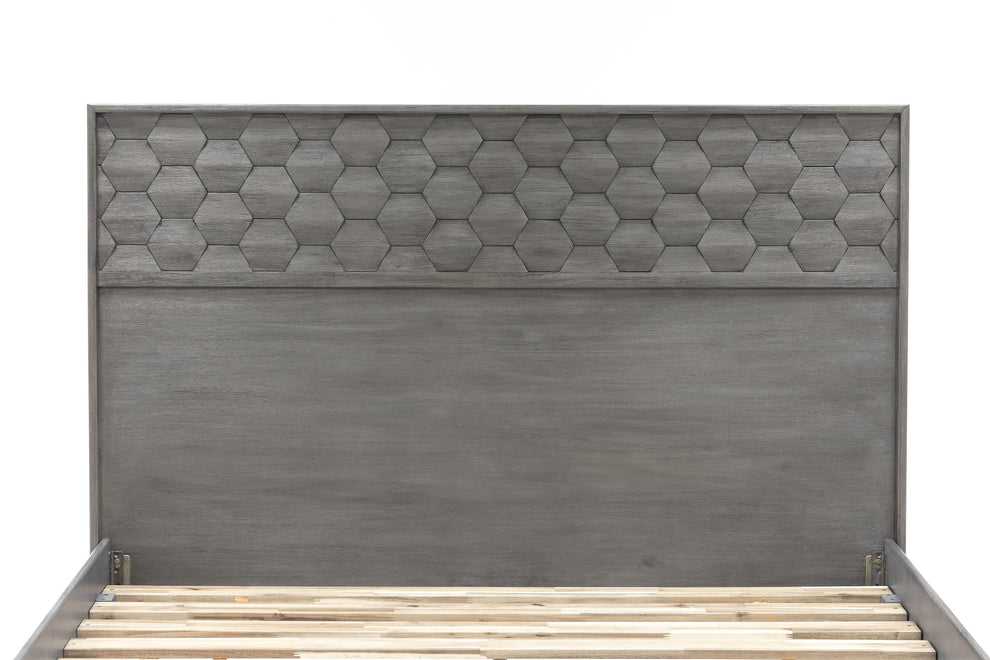 Makena King Platform Frame Bed in Grey Acacia Wood By Armen Living | Beds | Modishstore - 6