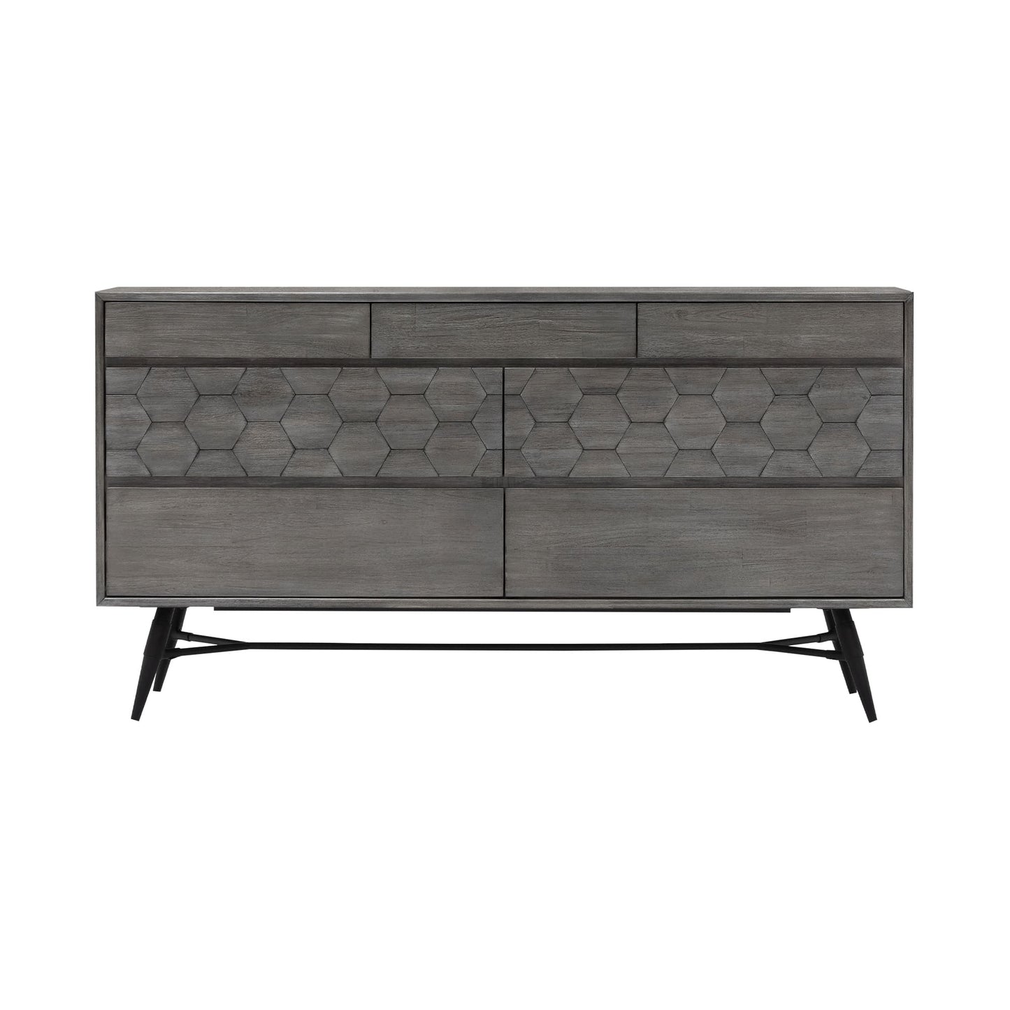 Makena 6 Drawer Dresser in Grey Acacia Wood By Armen Living | Dressers | Modishstore - 2